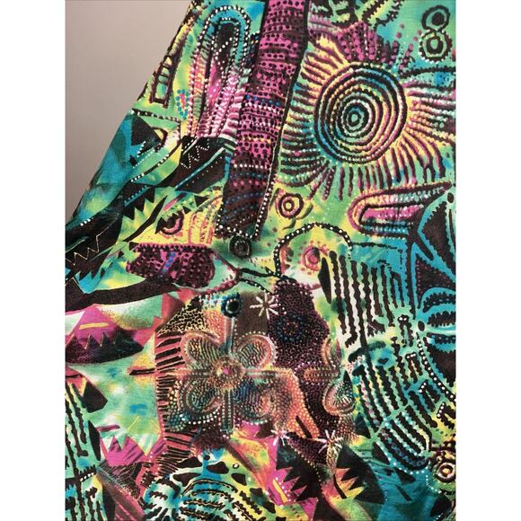 WD NY Multi-color Pleated 100% Linen Skirt Women’s Sz 8 Boho Festival - Picture 3 of 12